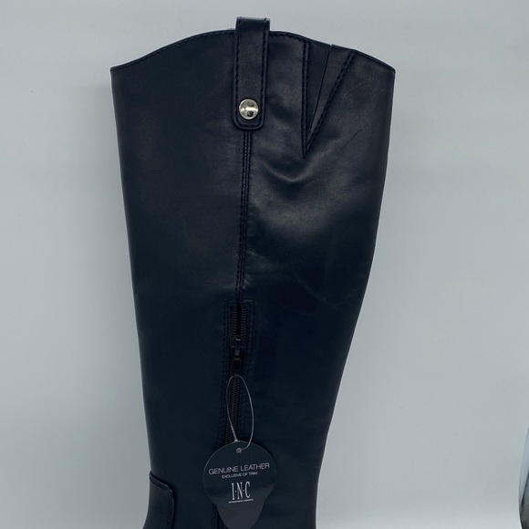 INC Fawne Black Leather Knee-High Boots - Picture 4 of 11